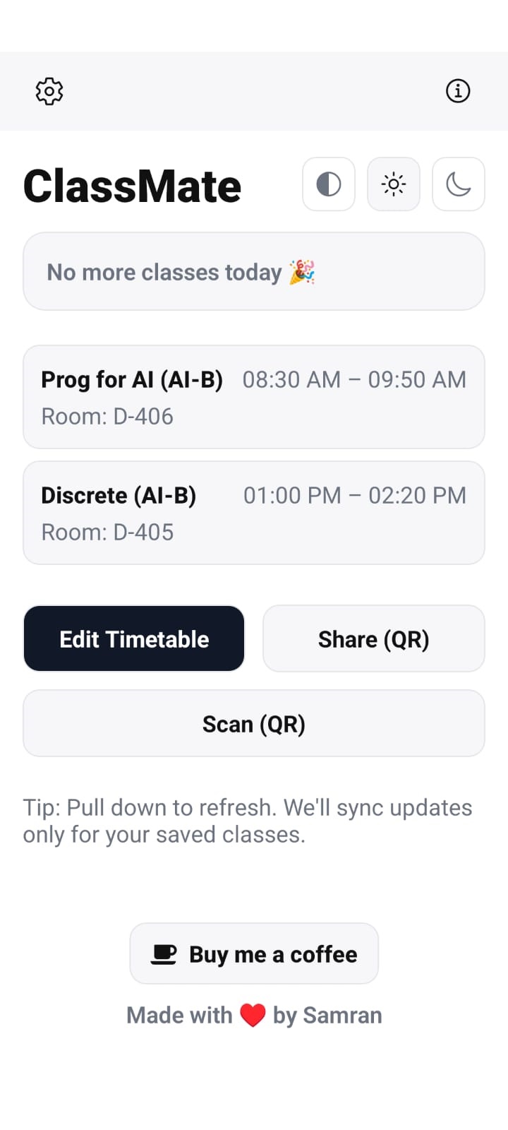 ClassMate preview (dark)
